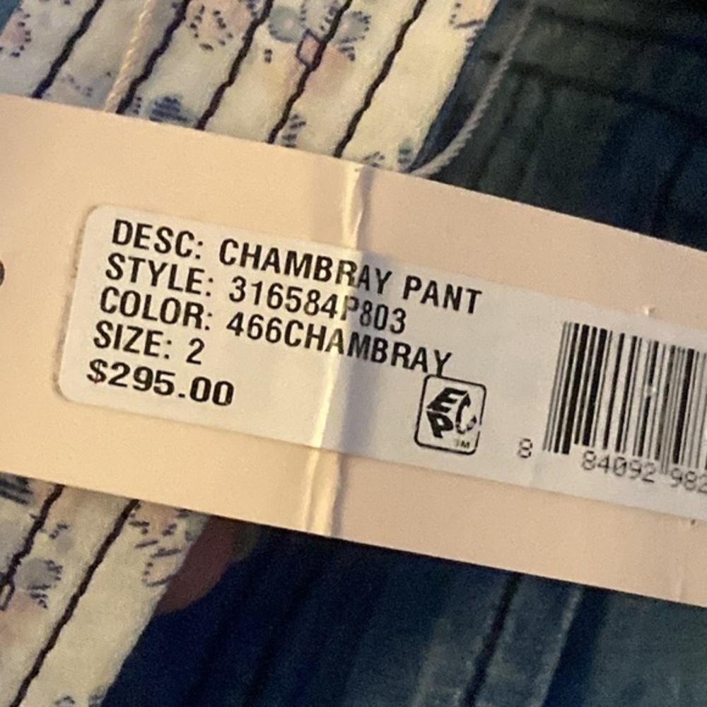 Rebecca Taylor Blue Chambbray Belted Tapered Leg Pants NWT size 2 - Picture 8 of 14